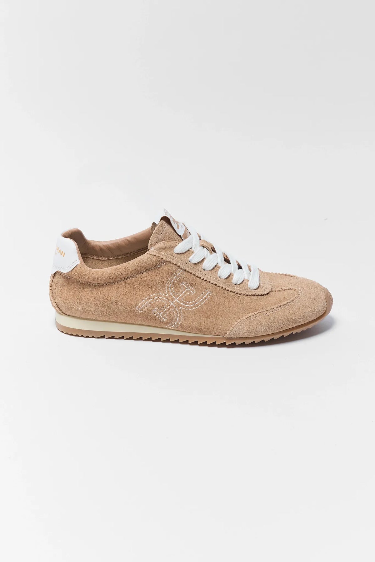 Tan Suede Sam Edelman Isella Sneaker - Side Profile View | Avara