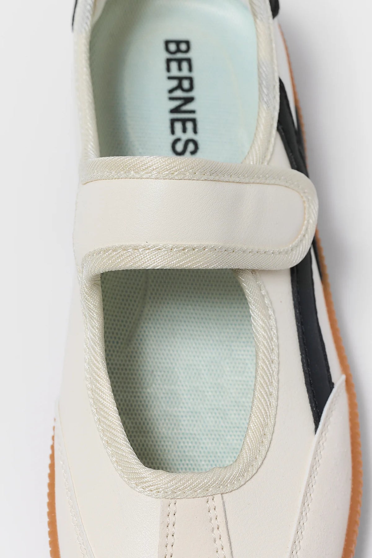 Ivory Mary Jane Sneakers Pair - Angled Top View with Black Accent Stripe | Avara