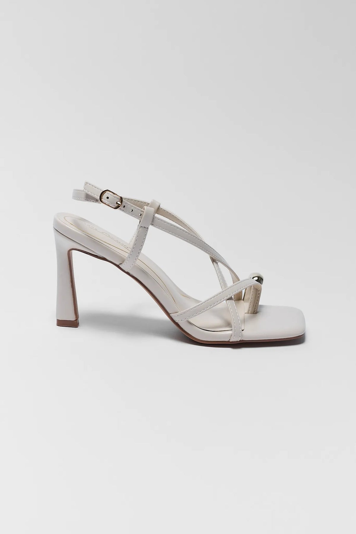 Judith Ivory Faux Leather Strap Heels - Side Profile, Strappy Block Heel | Avara