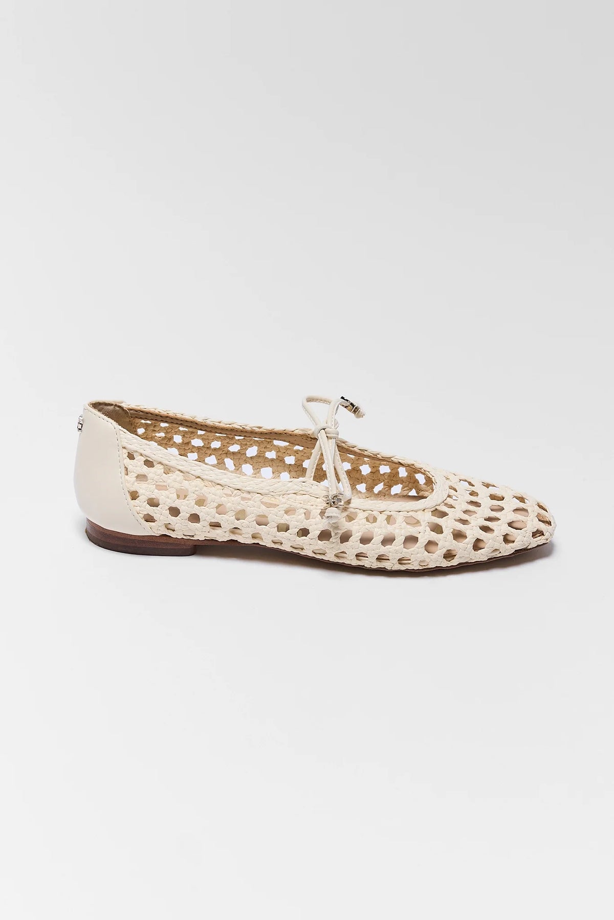 Sam Edelman Marcie Ivory Woven Ballet Flat - Side Profile View | Avara