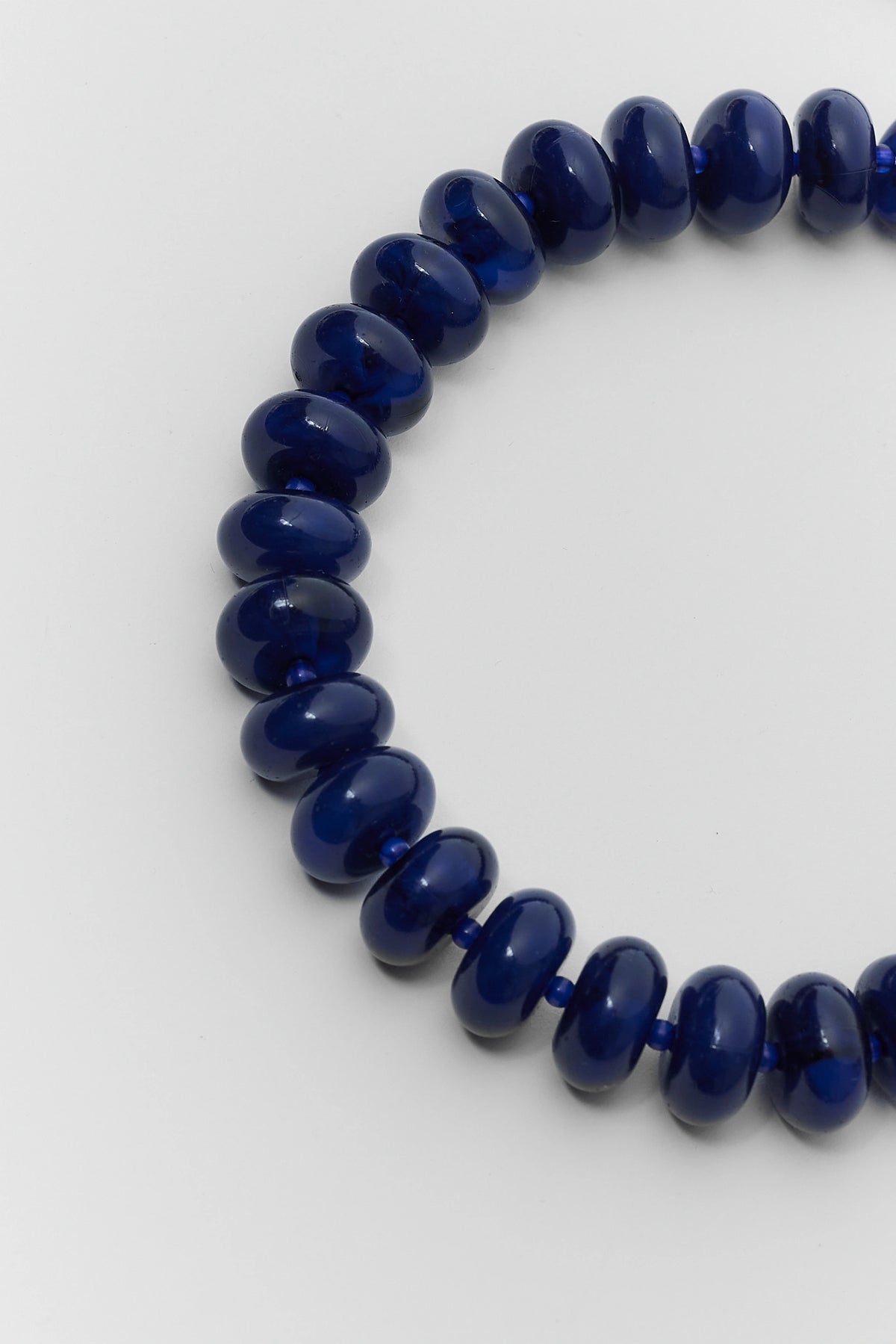 Chunky Navy Blue Beaded Necklace - Close-Up Bead Detail | Avara