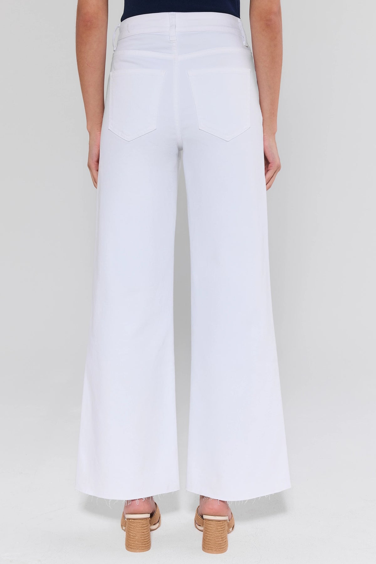 White wide-leg Maya Jeans by KUT from the Kloth - Back View showing patch pockets and frayed hem | Avara