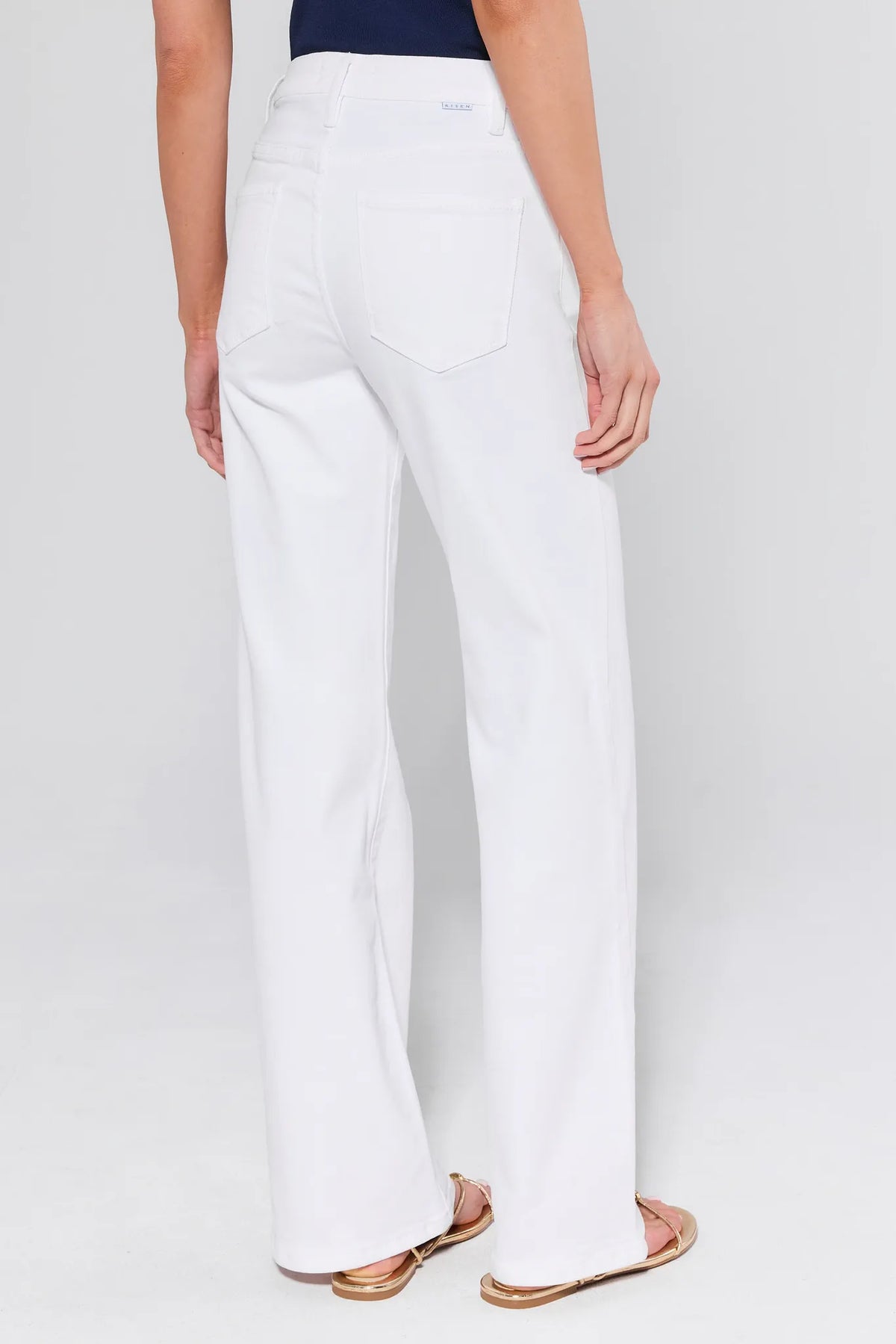 White Straight Leg Jeans Back View with Back Pockets - Women's White Denim | Avara