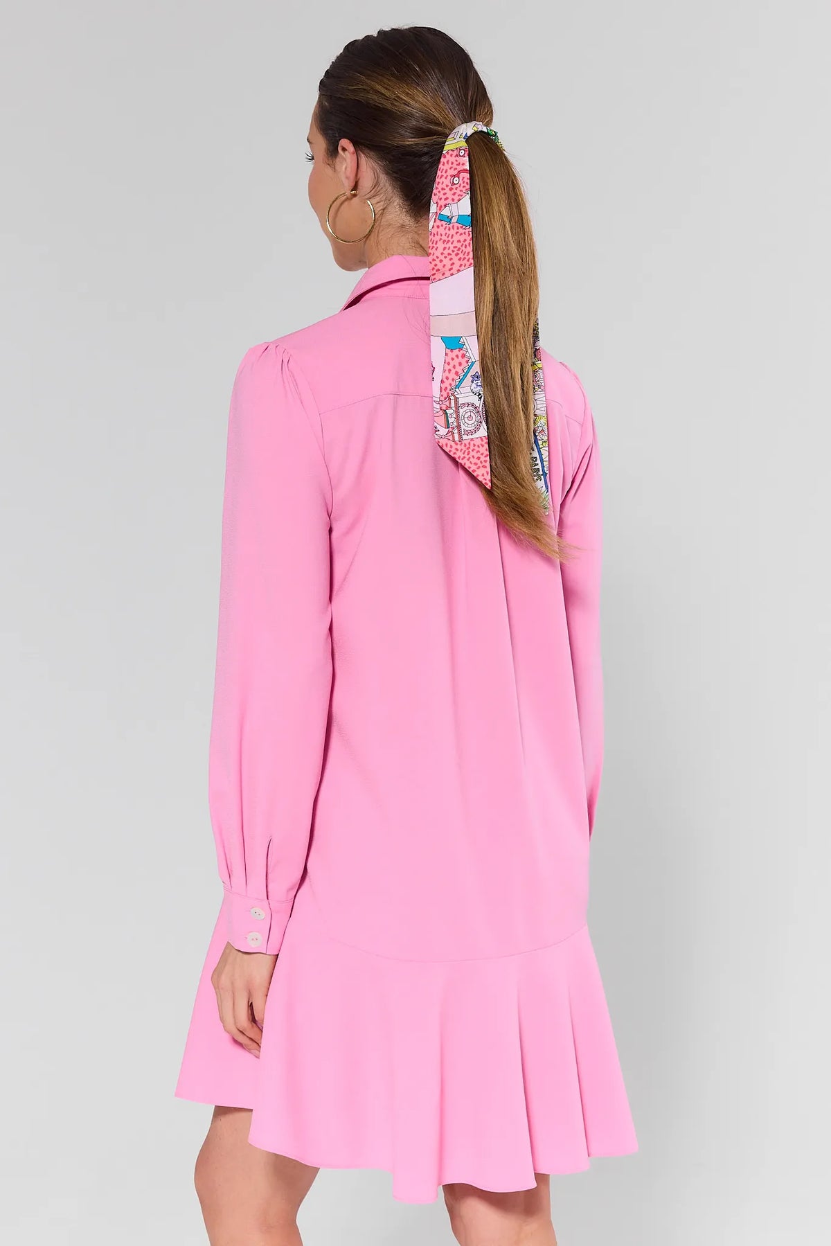 Pink Meagan Drop Waist Dress - Back View with Flowy Ruffle Hem | Avara