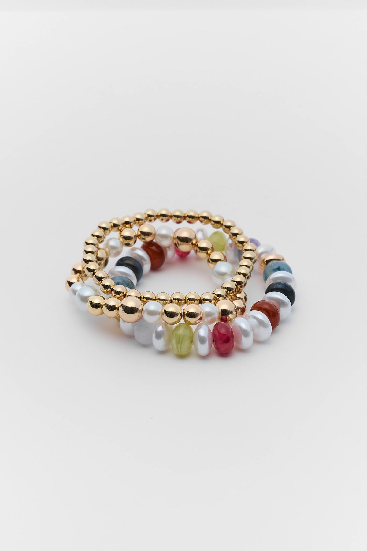 Reina Multi Beaded Bracelet Set on white background