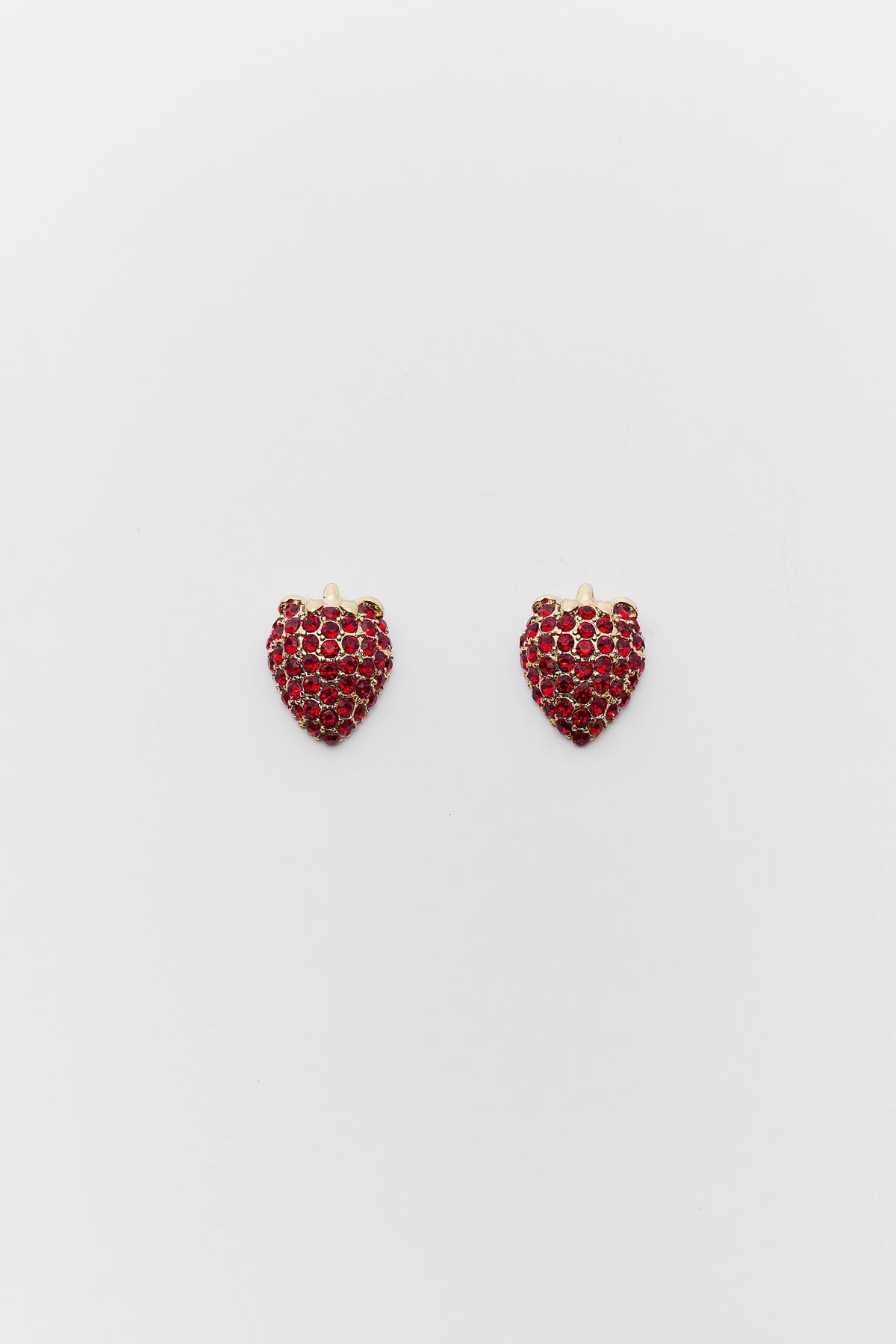 strawberry earrings on white background