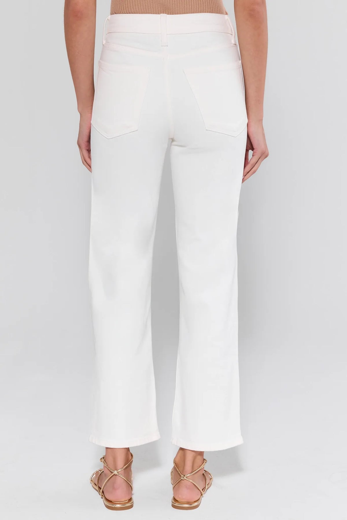 White Tara Straight Leg Ankle Jeans - Back View showing back pockets and straight-leg silhouette | Avara