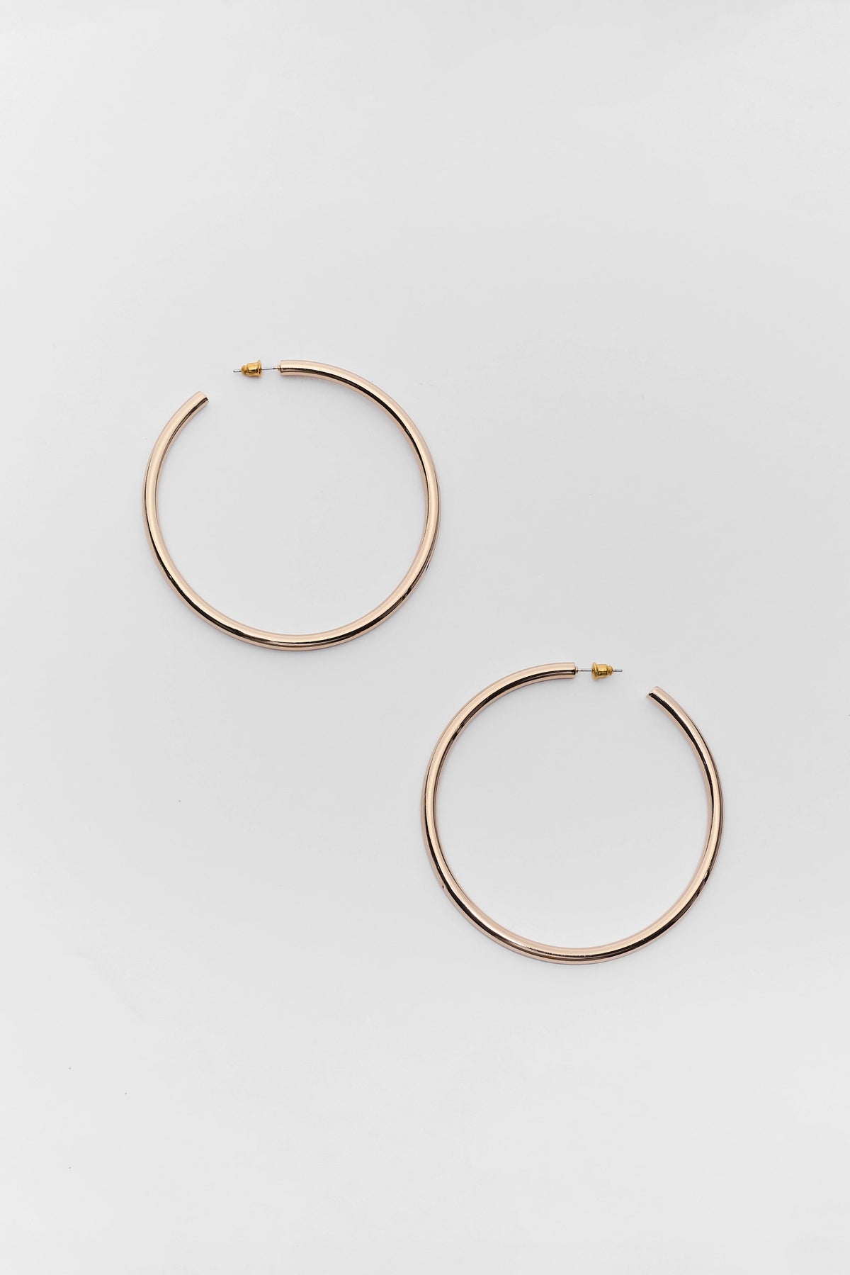Emily Gold Large Hoop Earrings - Flat Lay Pair, 3-Inch Gold-Tone Hoops | Avara