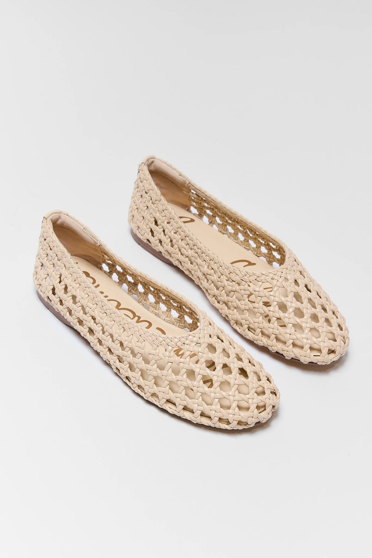 Ivory Sam Edelman Shira Woven Flats - Angled Pair View Showing Footbed | Avara