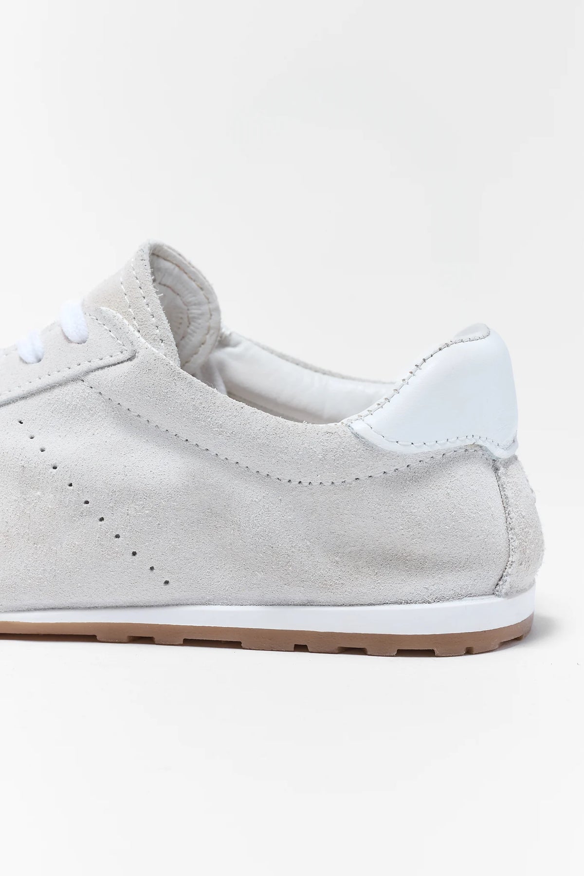Dolce Vita Serina Ivory Sneaker - Heel & Back Detail, Suede Upper Close-Up | Avara