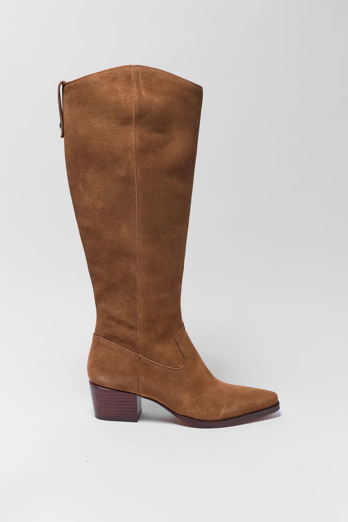Womens Virona Tan Suede Knee-High Boots by Dolce Vita - Side Profile with Zip | Avara