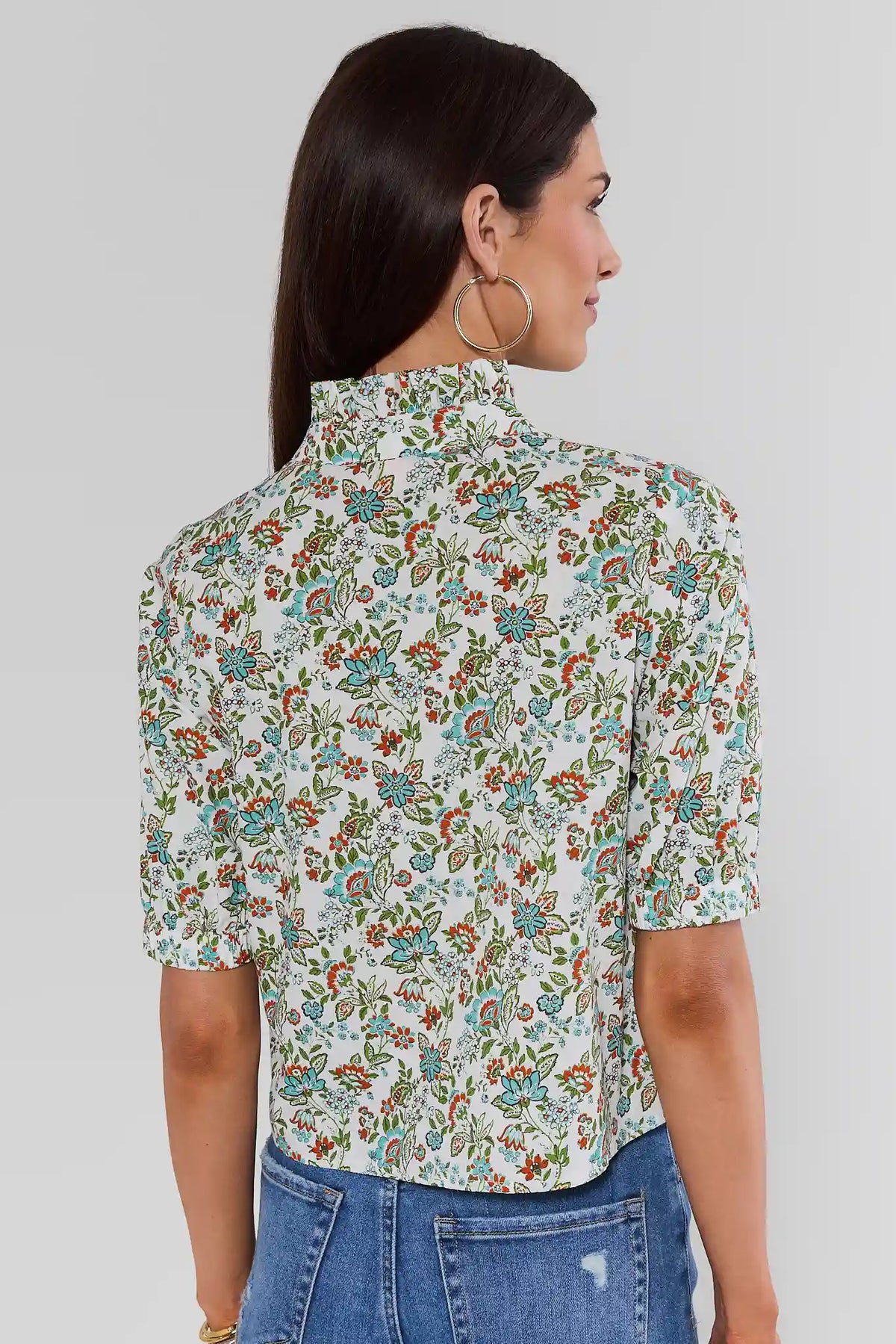 Multi Floral Printed Top by THML - Back View, Puff Sleeve Floral Top for Women | Avara