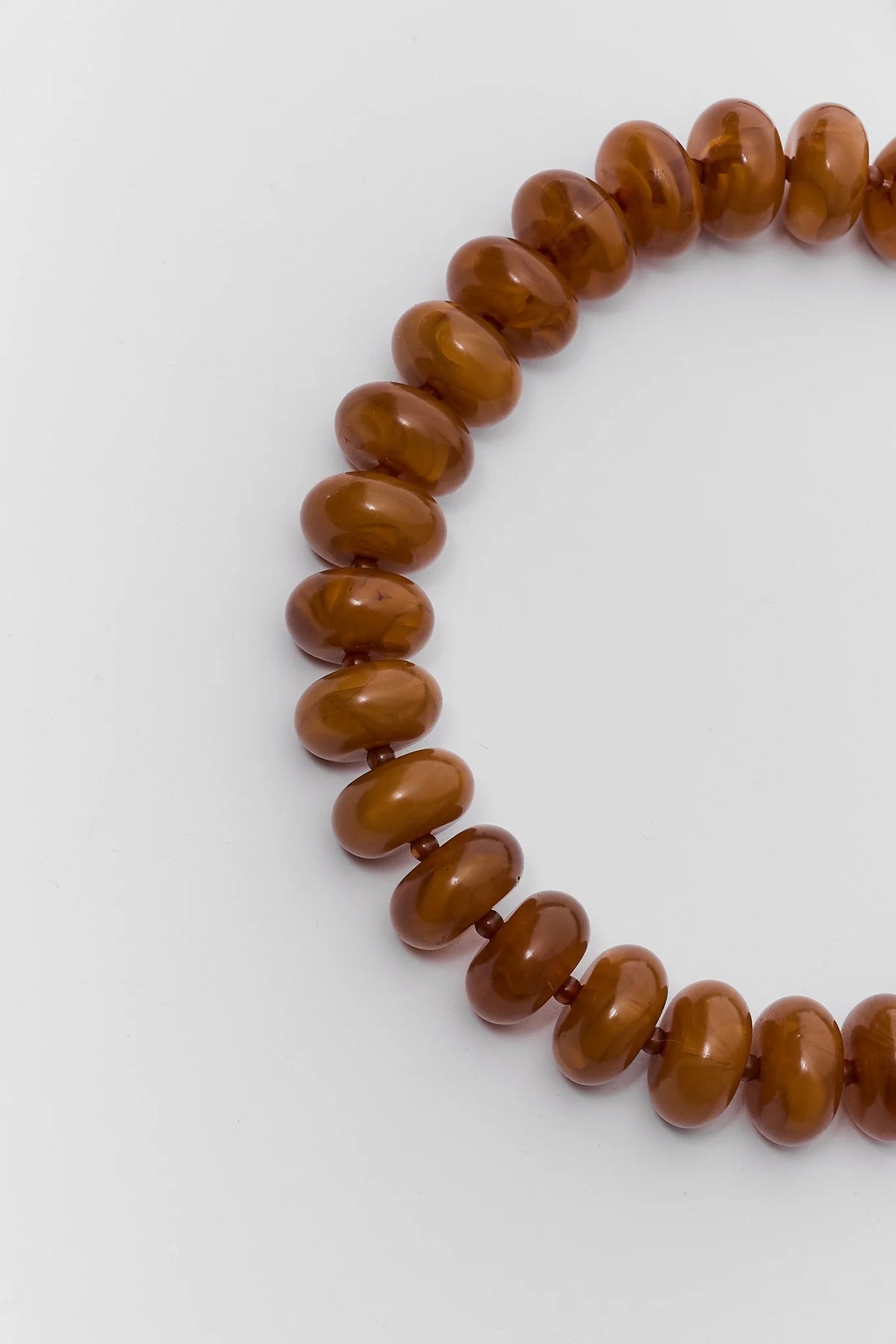 Brown Tortoise Oversized Beaded Necklace - Bead Texture Close-Up | Avara
