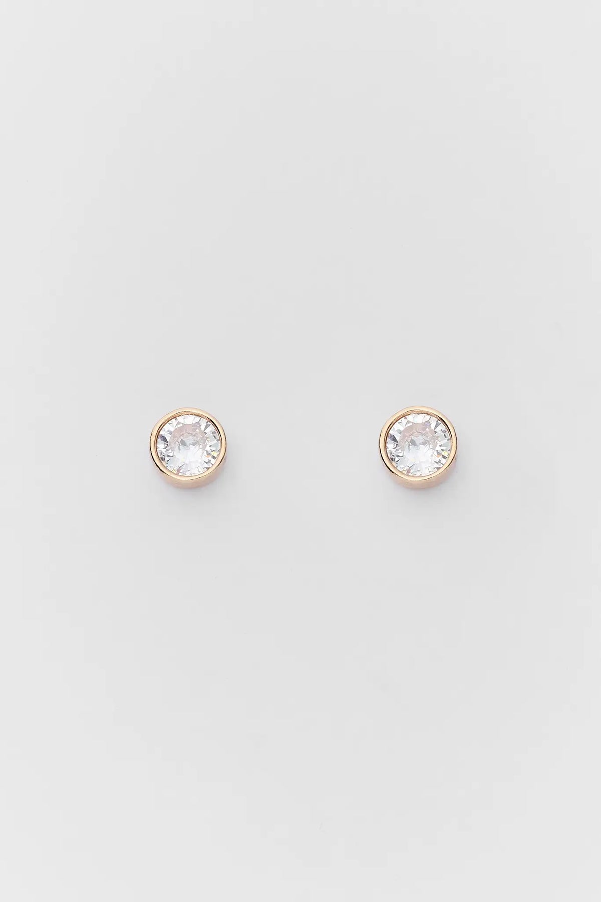 Gold Circle Rhinestone Stud Earrings - Flat Lay | Avara