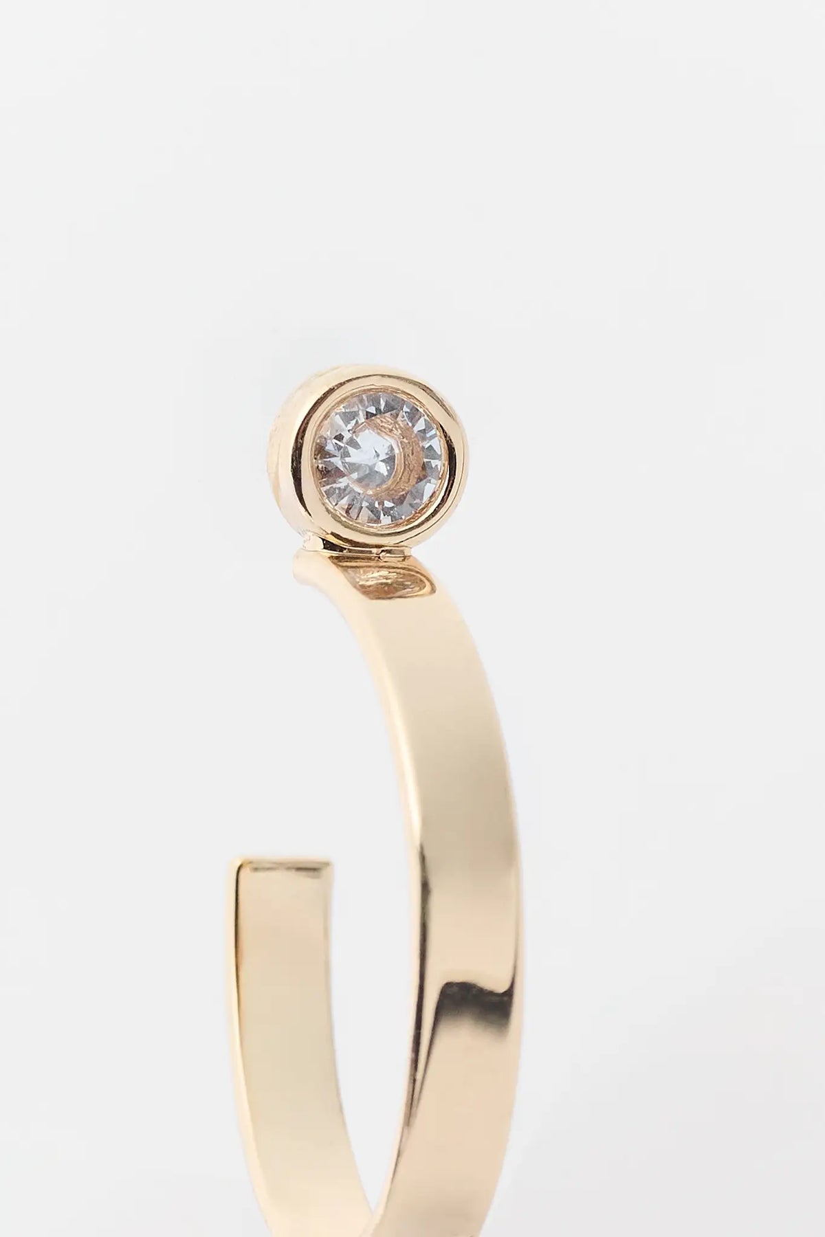 Gold Rhinestone Hoop Earring - Close-Up Stone Detail | Avara