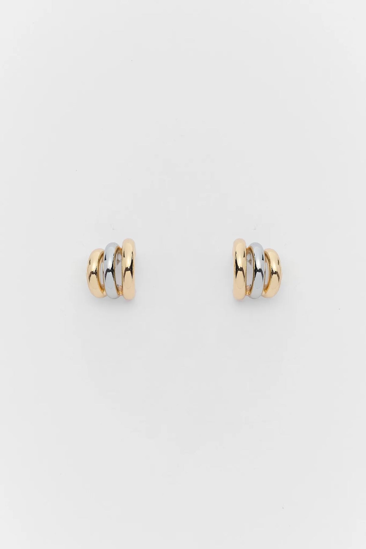 Gold Mixed Metal Chunky Hoop Earrings - Flat Lay | Avara