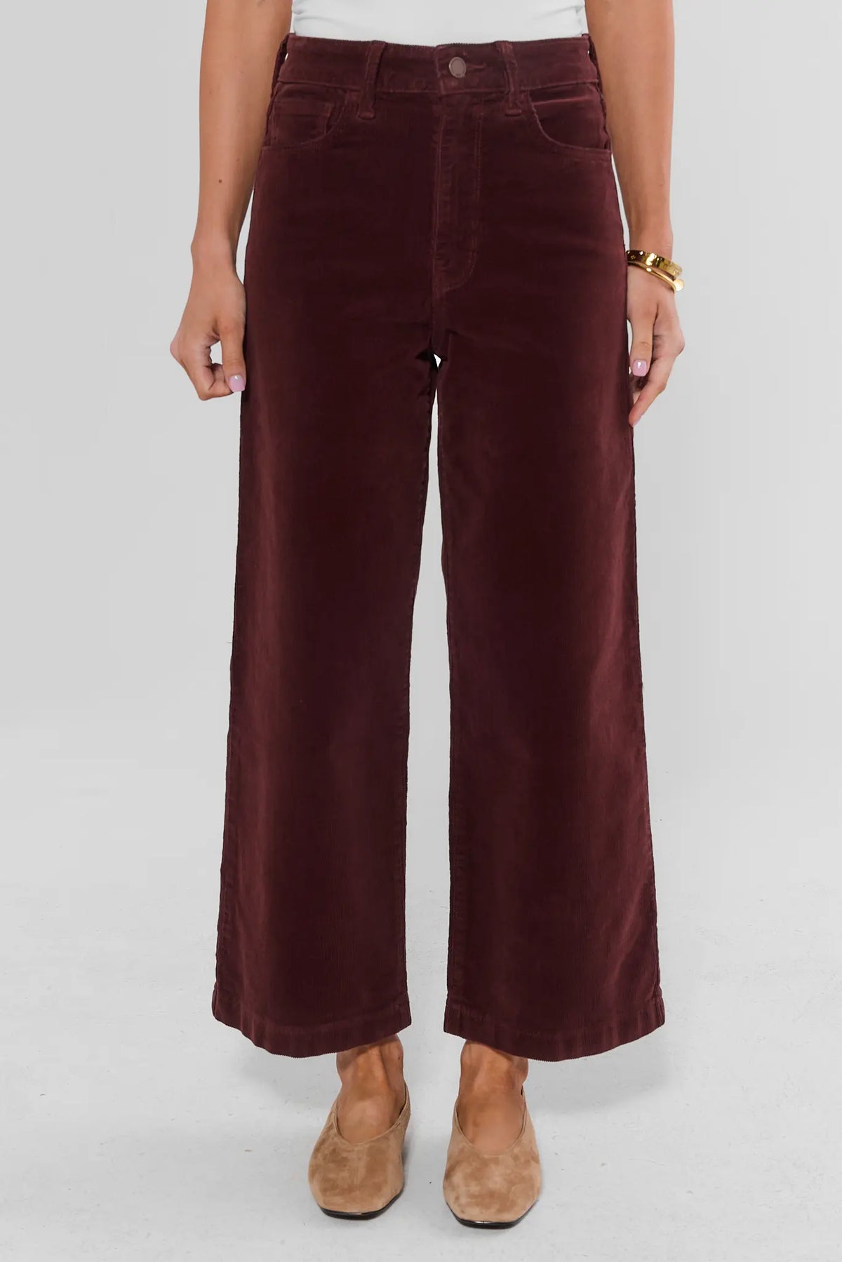 Burgundy Corduroy Straight Leg Pants