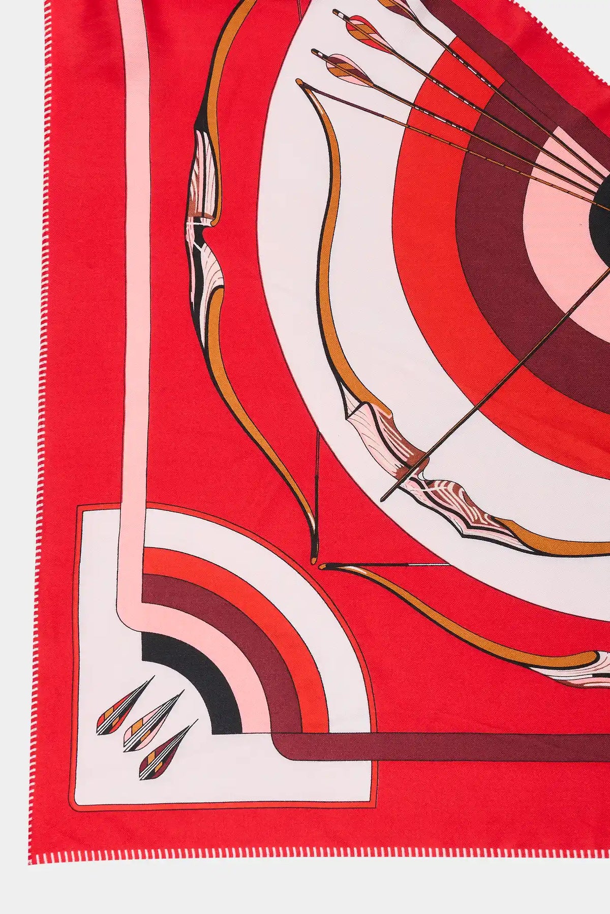 Red Arrow Print Wrap - Close-Up Print Detail, Bow and Target Graphic | Avara