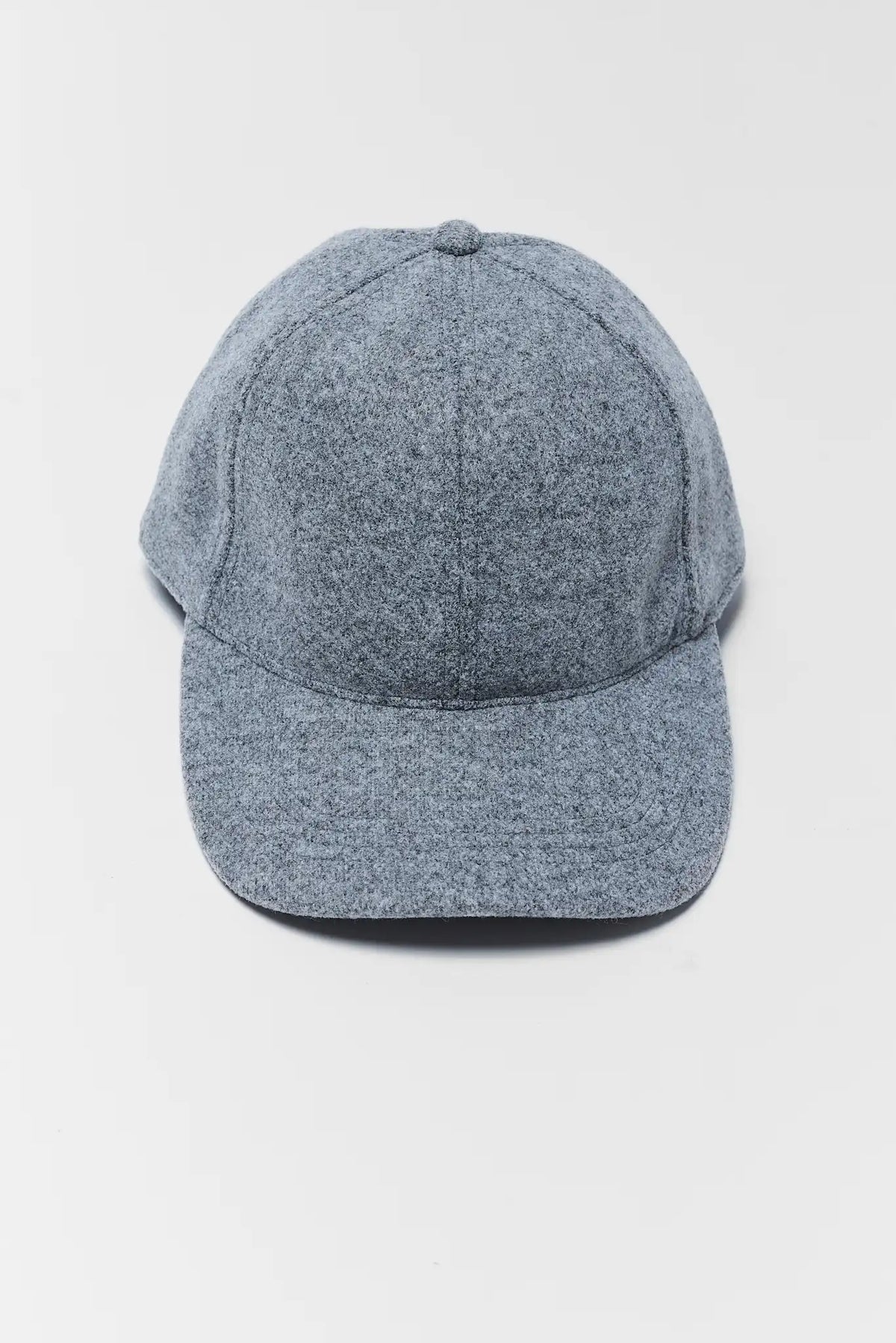Gray Faux Wool Baseball Cap - Front View | Avara