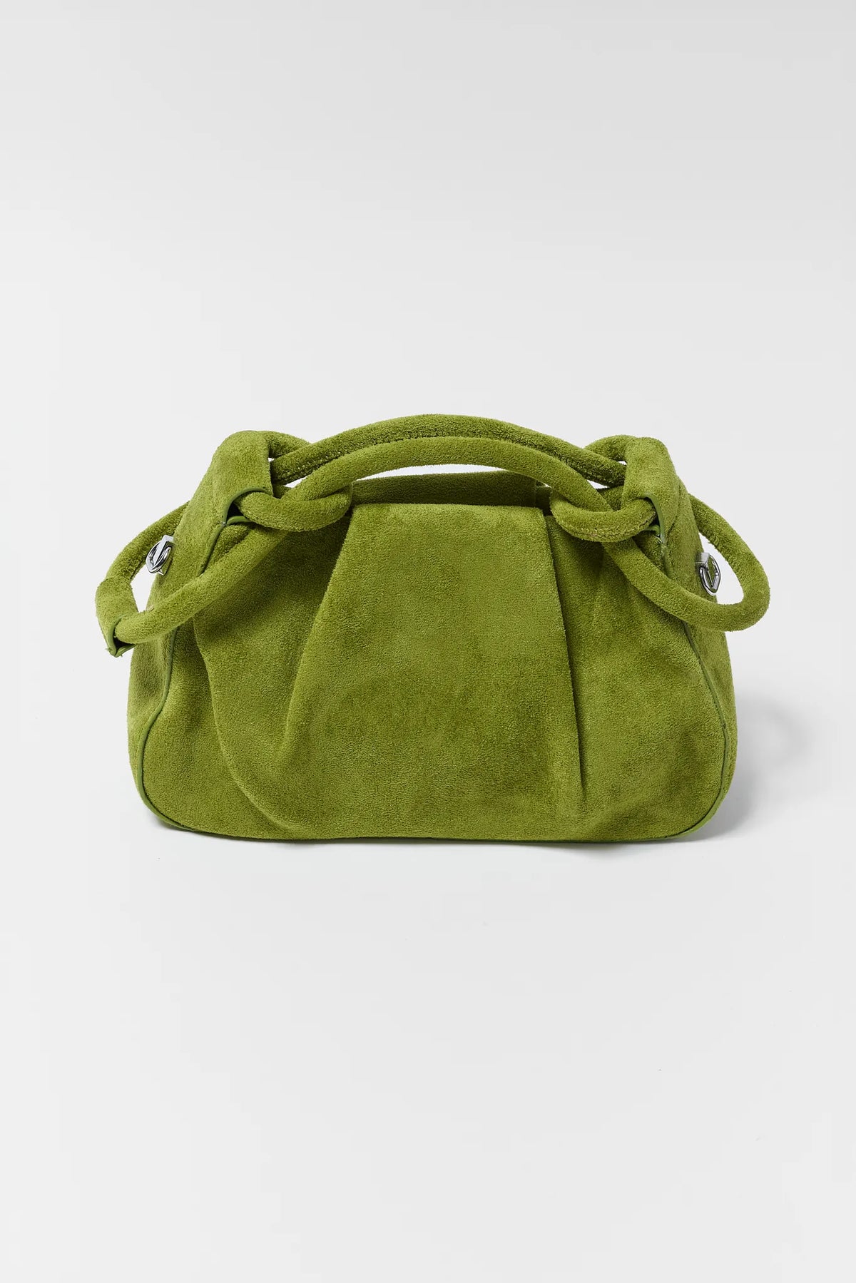 Chartreuse Faux Suede Handbag - Front View | Avara