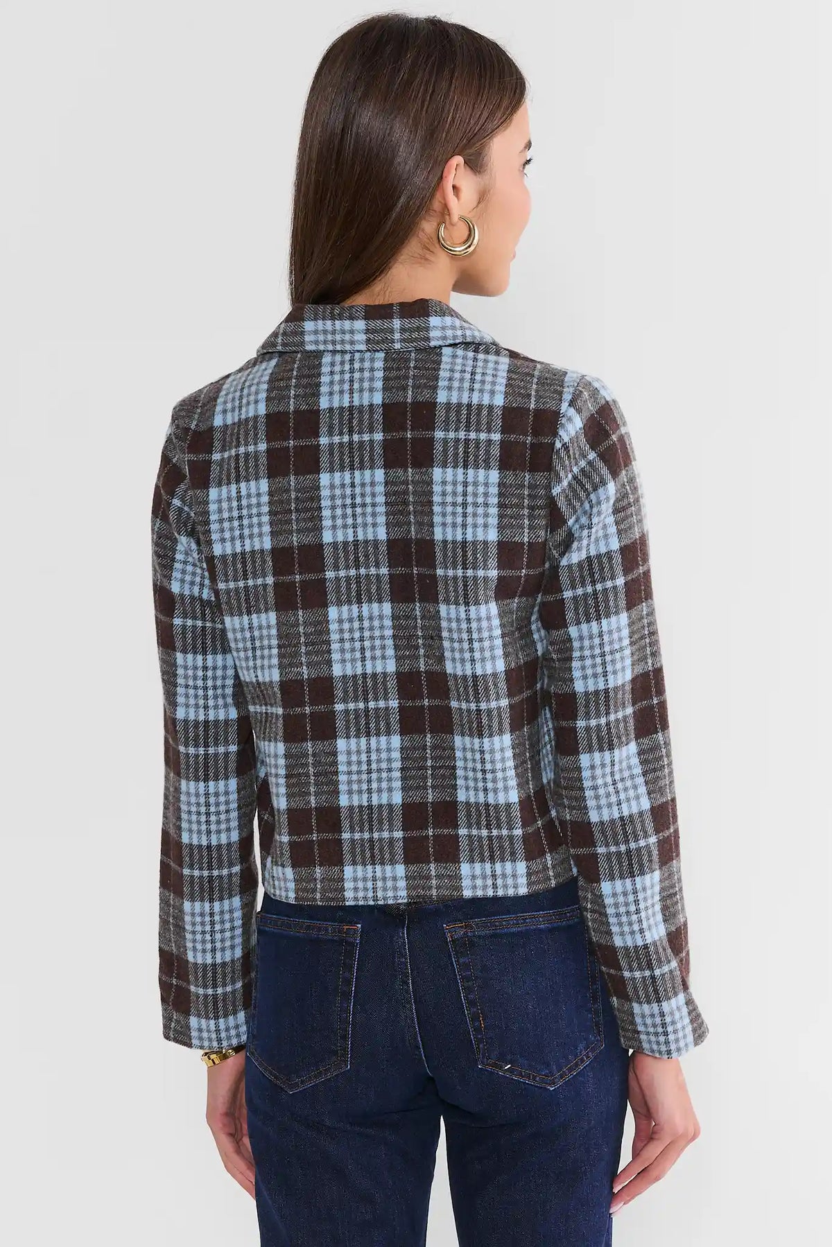 Blue Plaid Zip Up Jacket