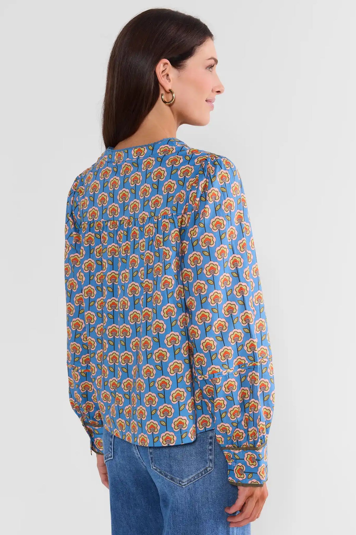 Blue Floral Block Print Top