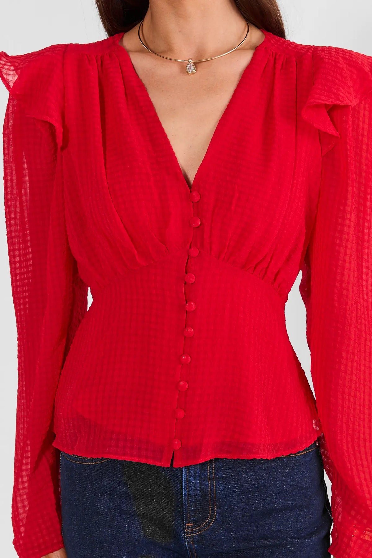 Avery Red Peplum Top