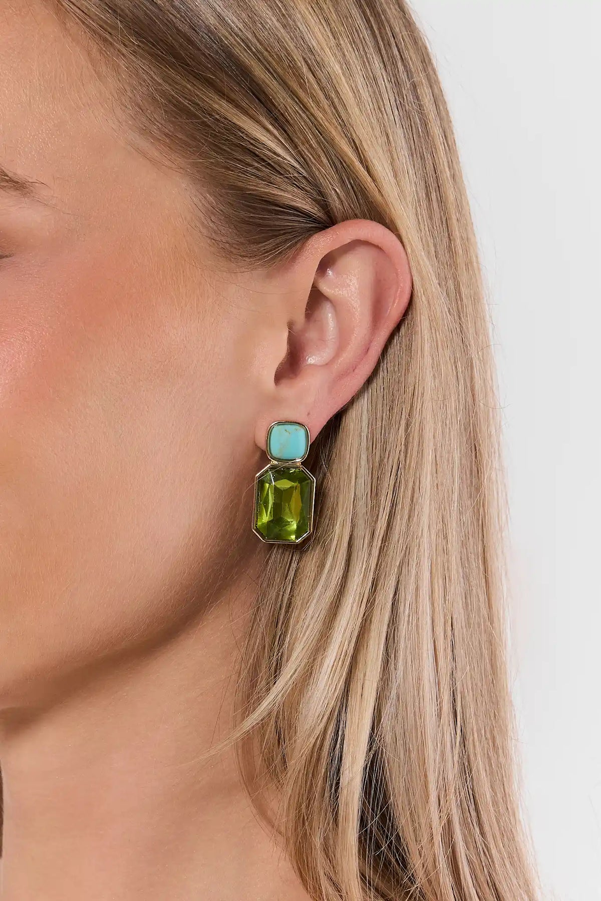 Green Stone Drop Earrings