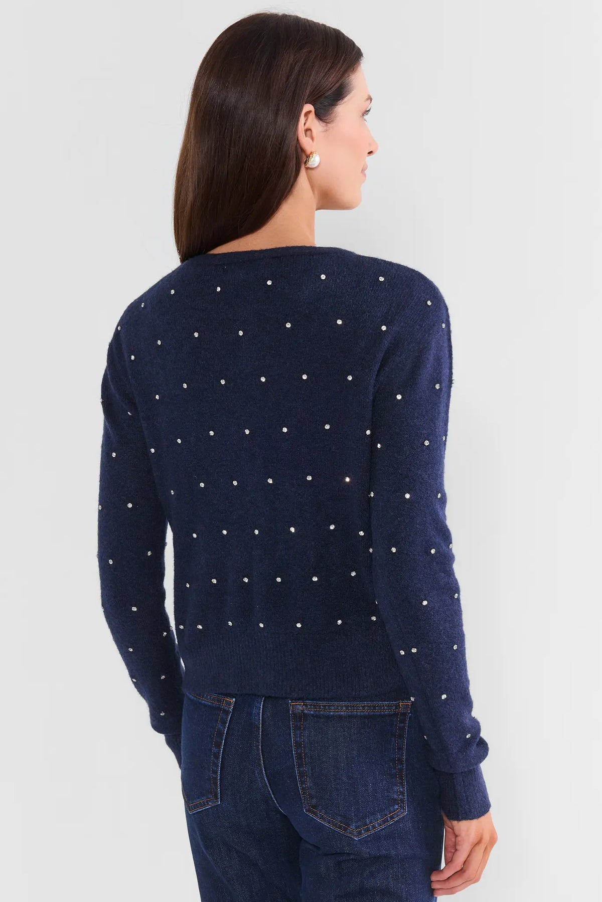 Navy Embellished Cardigan Top