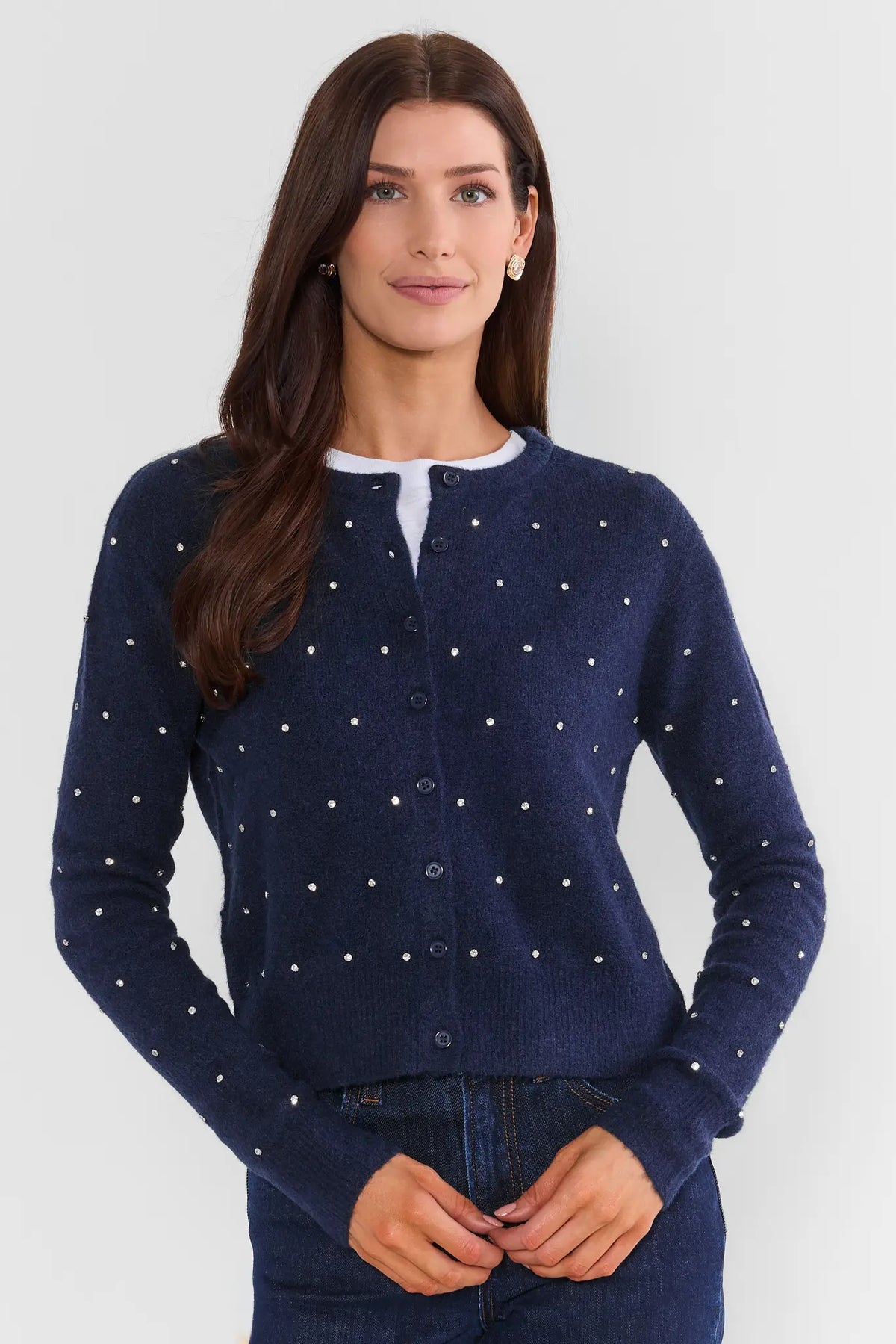 Navy Embellished Cardigan Top