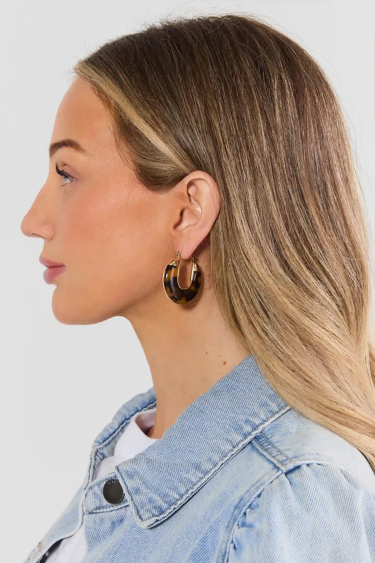 Brown Tortoise Acrylic Hoop Earrings