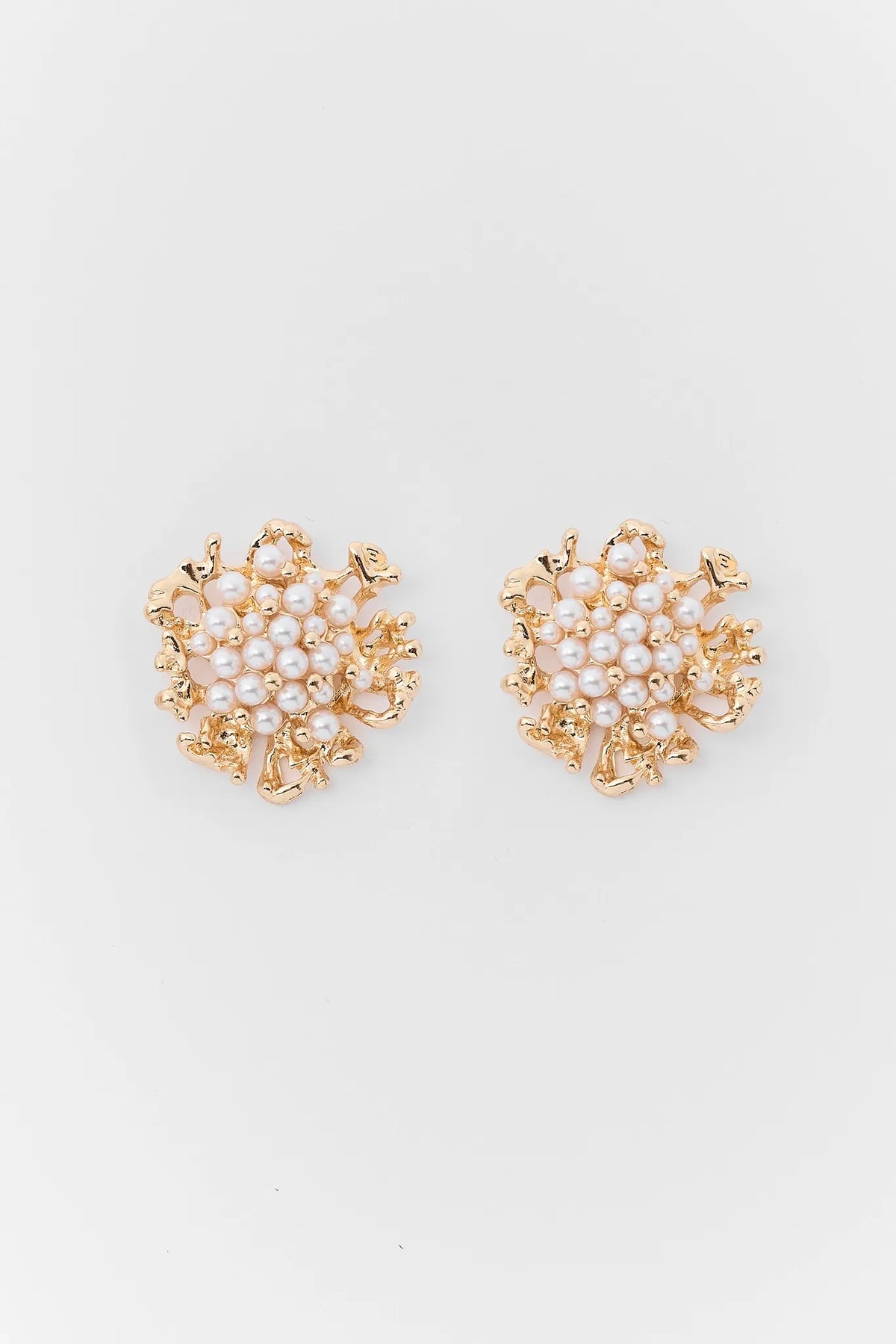 Gold Pearl Cluster Stud Earring