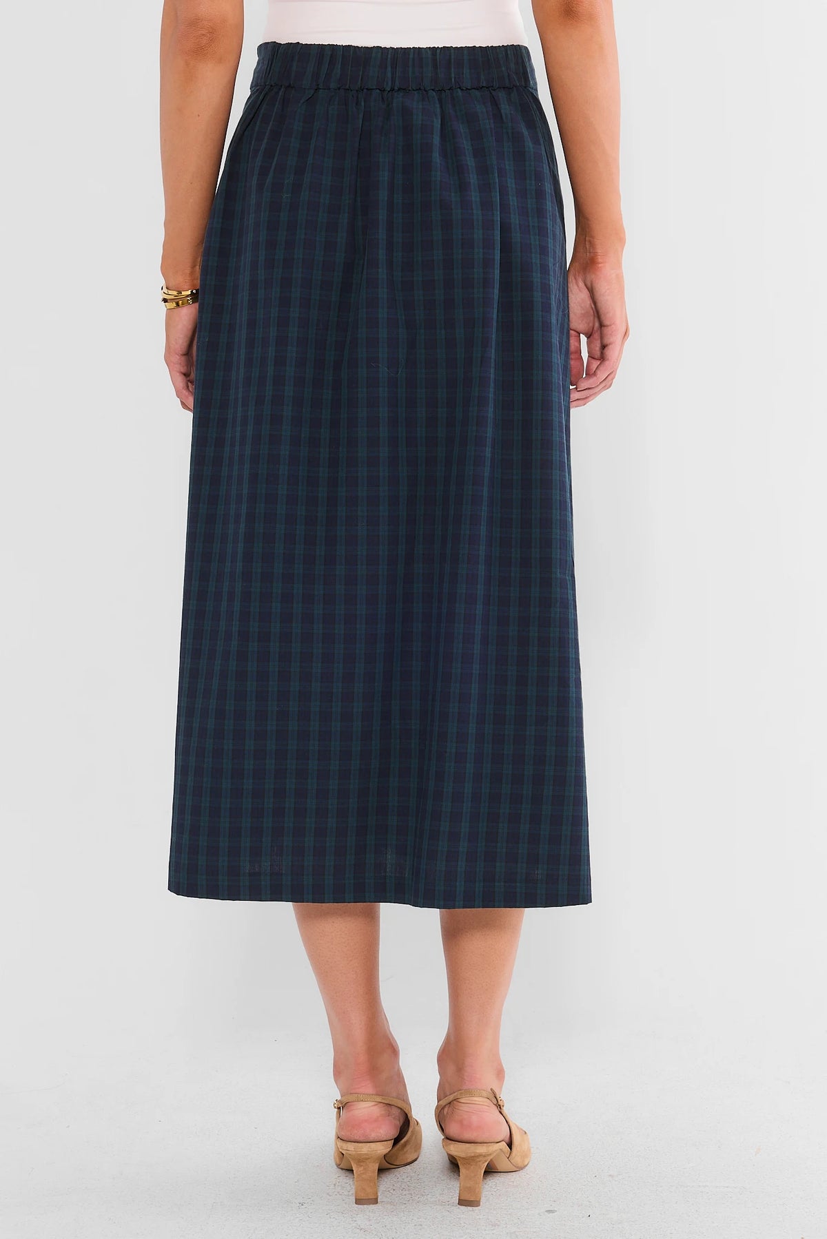 Faith Navy Plaid Midi Skirt