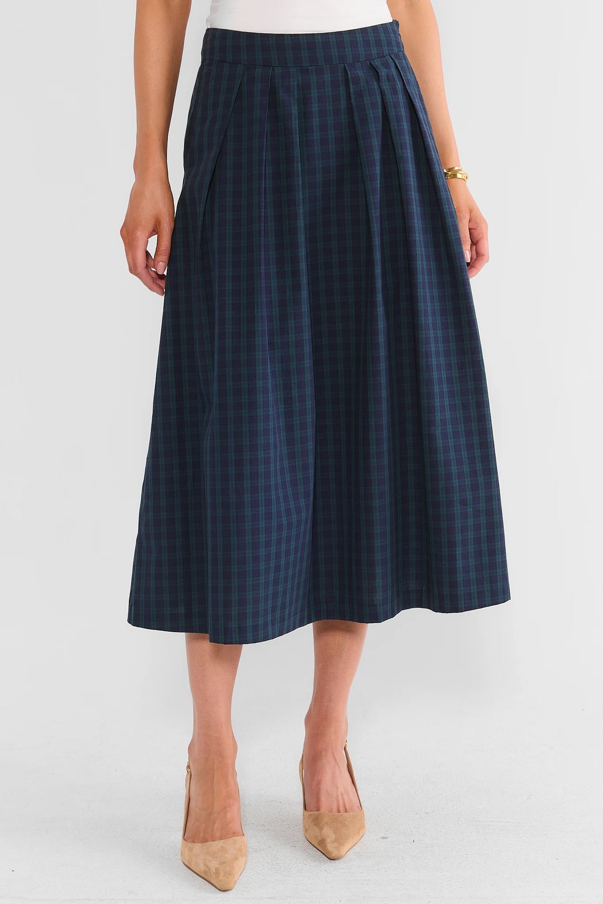 Faith Navy Plaid Midi Skirt