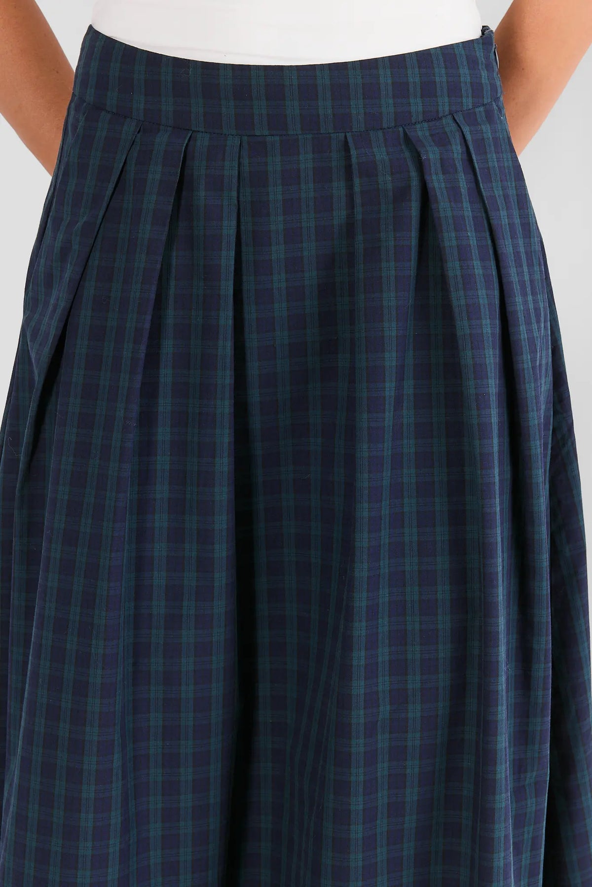 Faith Navy Plaid Midi Skirt