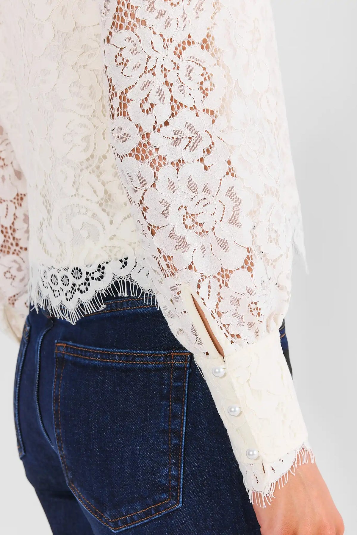 Gloria Ivory Lace Overlay Top