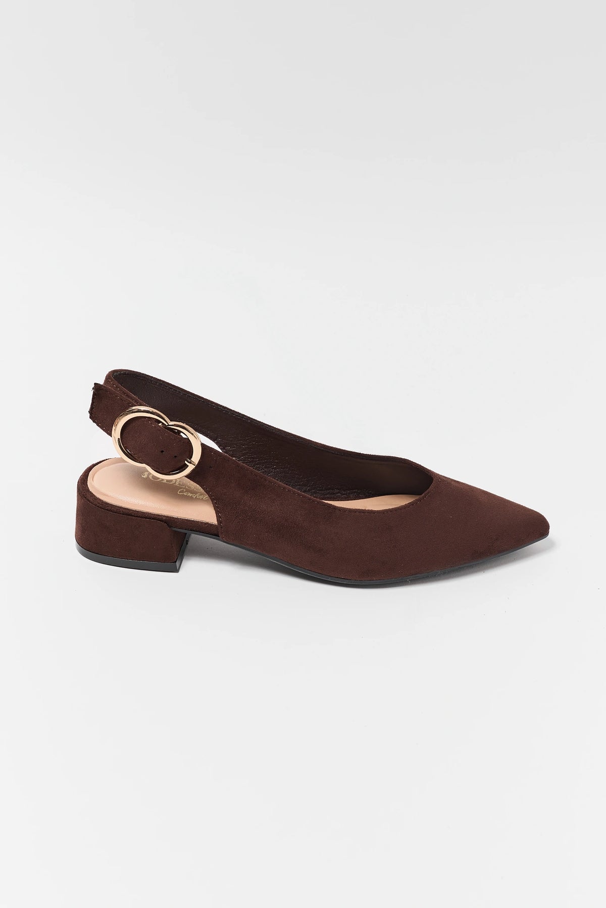 Brown Pointed Toe Slingback Heels