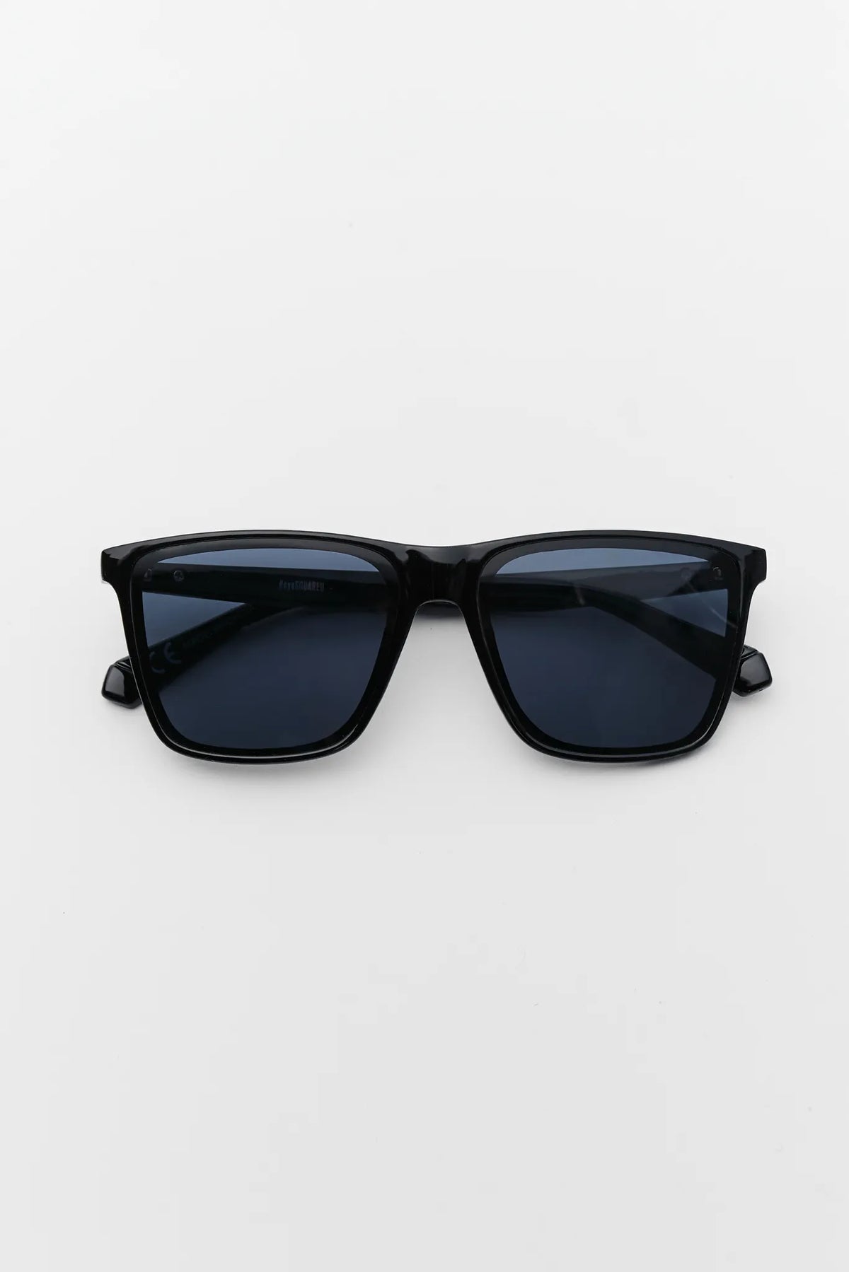Black sunglasses on a white background