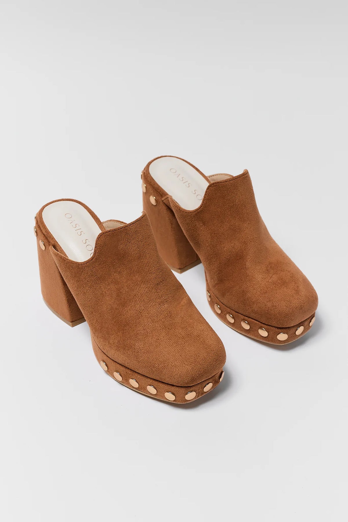 Brown Platform Clogs - Pair View Showing Platform Sole and Slip-On Style | Avara
