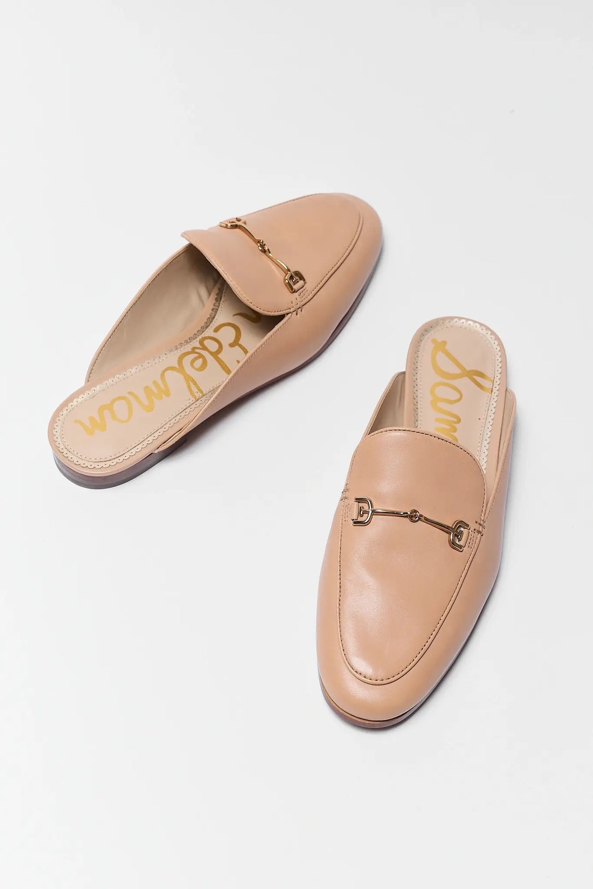 Tan Leather Linnie Bit Mule by Sam Edelman - Overhead Pair View | Avara