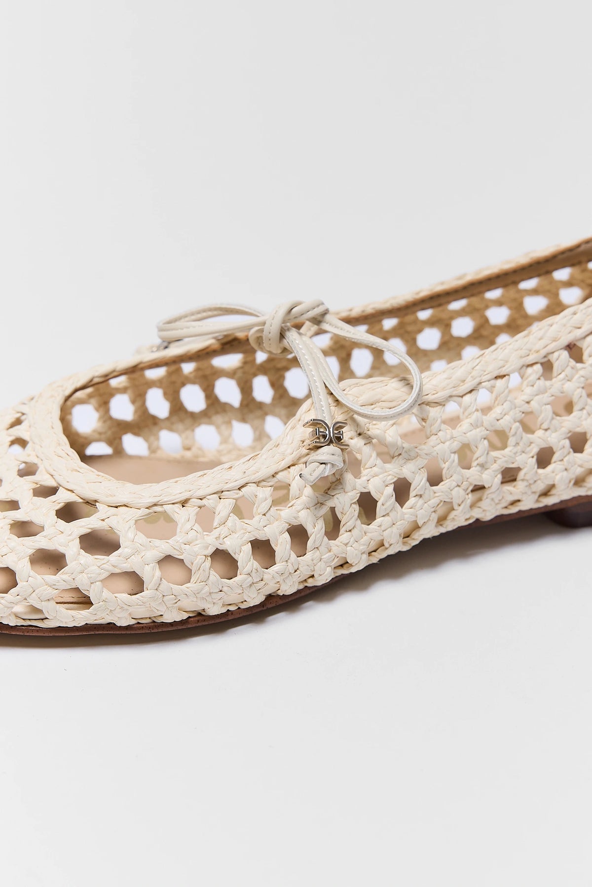Sam Edelman Marcie Ivory Ballet Flat - Woven Upper & Bow Tie Close-Up Detail | Avara