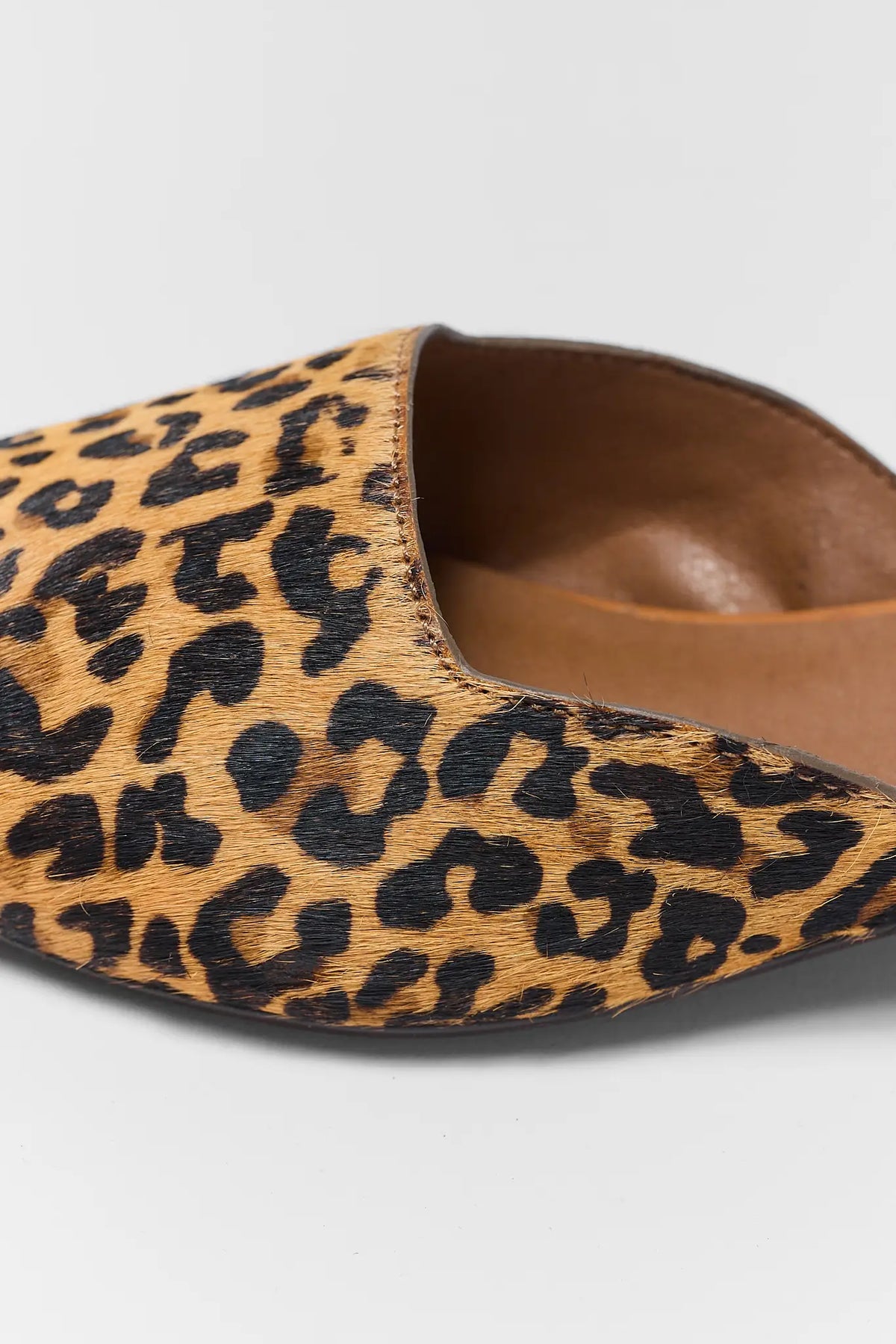 Seychelles Mocktail Mule Leopard Faux Ponyhair - Pointed Toe Close-Up | Avara