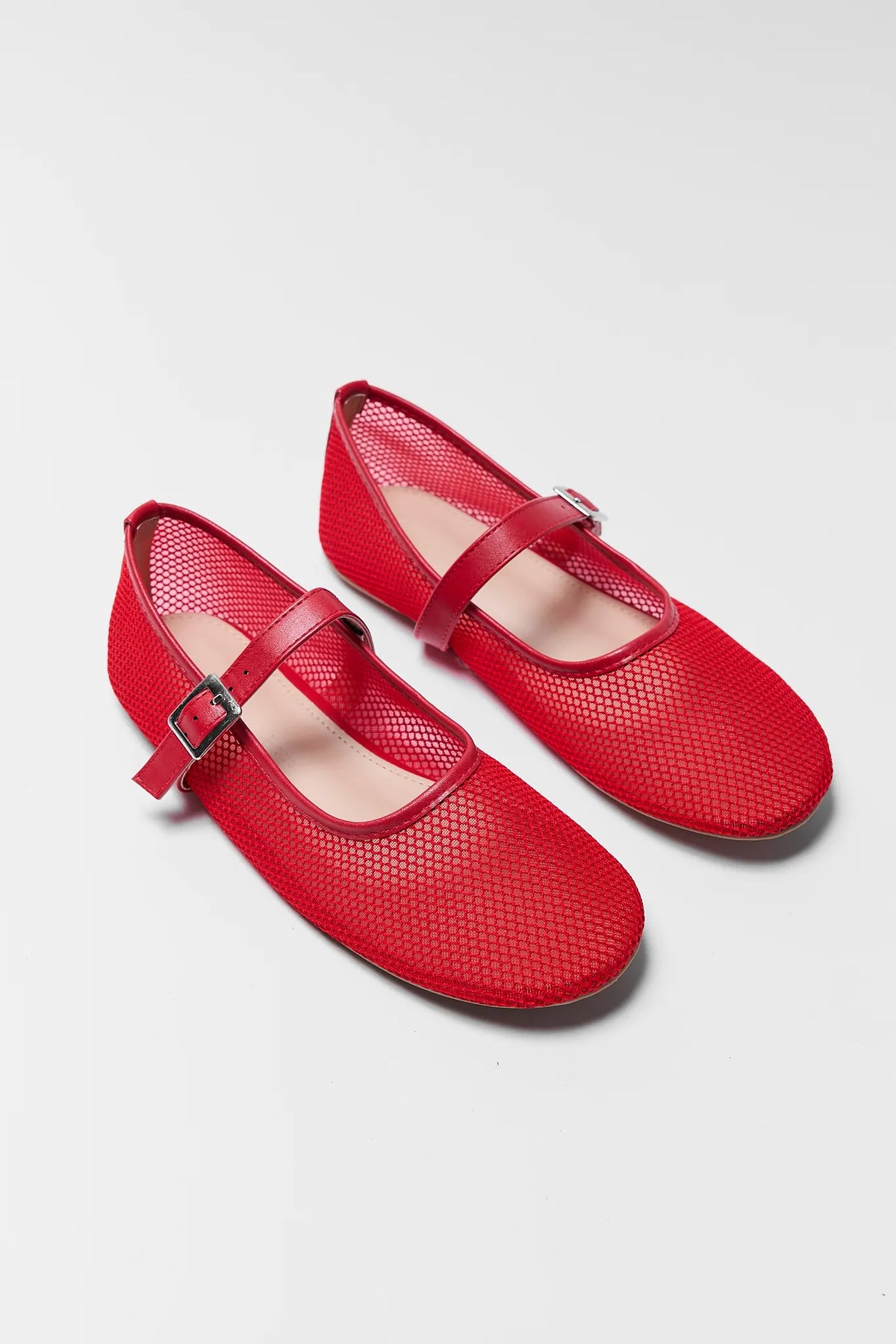 Red mesh flats women - Pair Angled View of Naomi buckle-strap Mary Jane flats | Avara