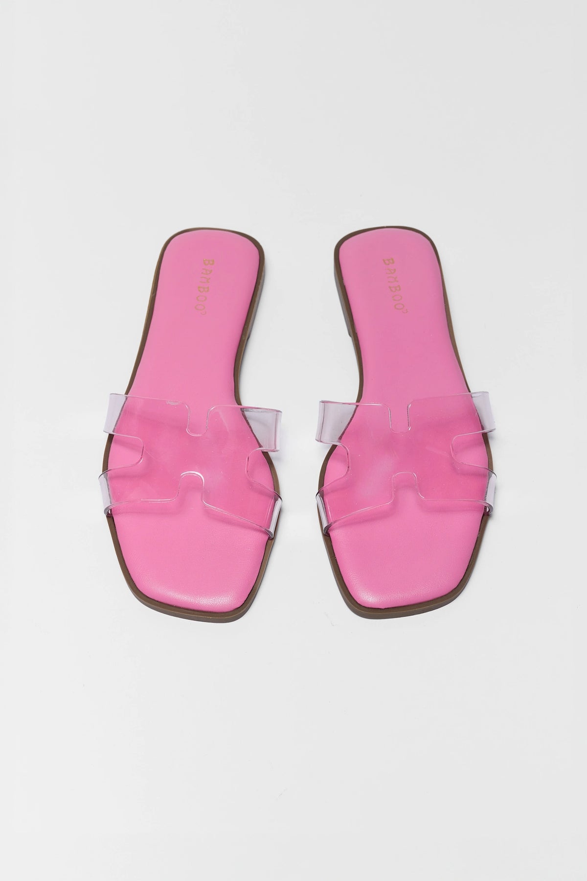 Pink Jelly Slip-On Sandals with clear strap - Top-Down View | Avara