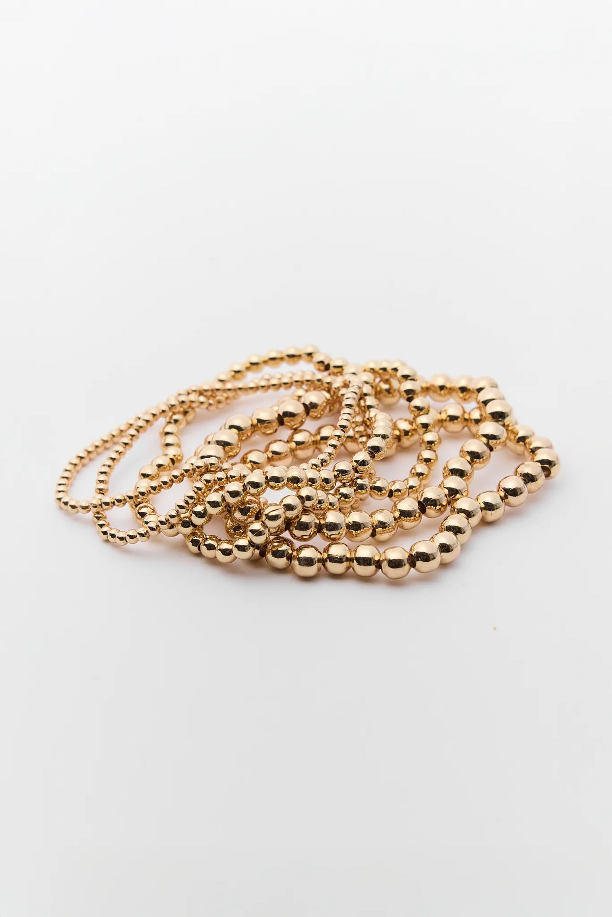 Maisie Gold Beaded Bracelet Set of 6 - Flat Lay Detail | Avara