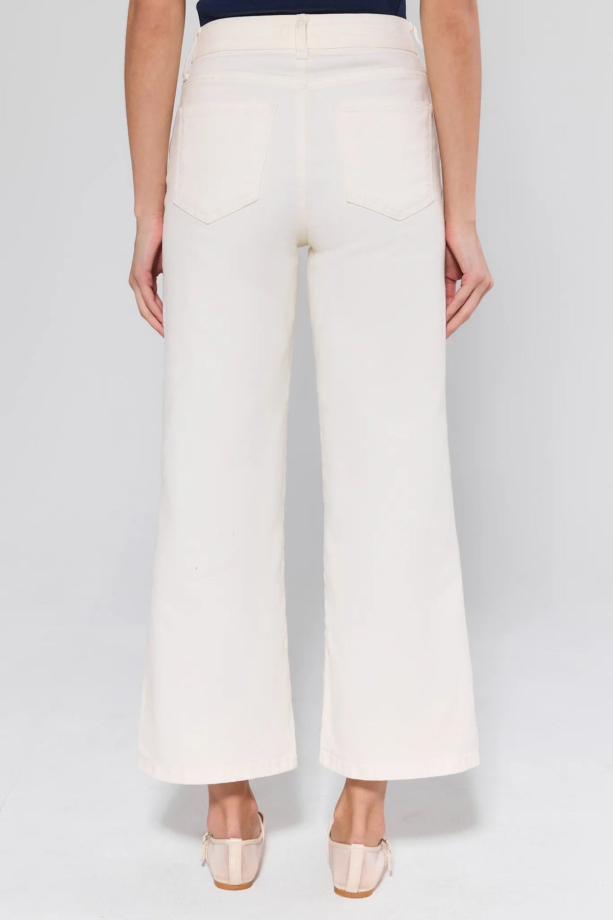 Meg Cream Wide Leg Jeans by KUT - Back View Full Length, Wide-Leg Denim with Flared Hem | Avara