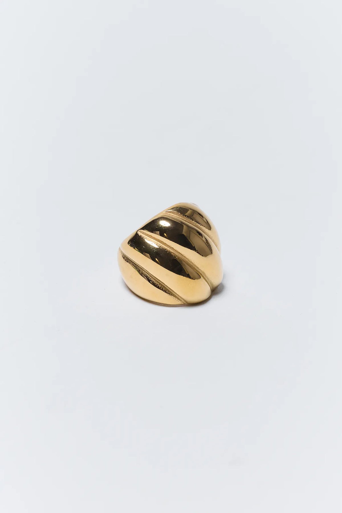 Briar Gold Textured Ring - chunky dome silhouette with diagonal grooves, product view | Avara