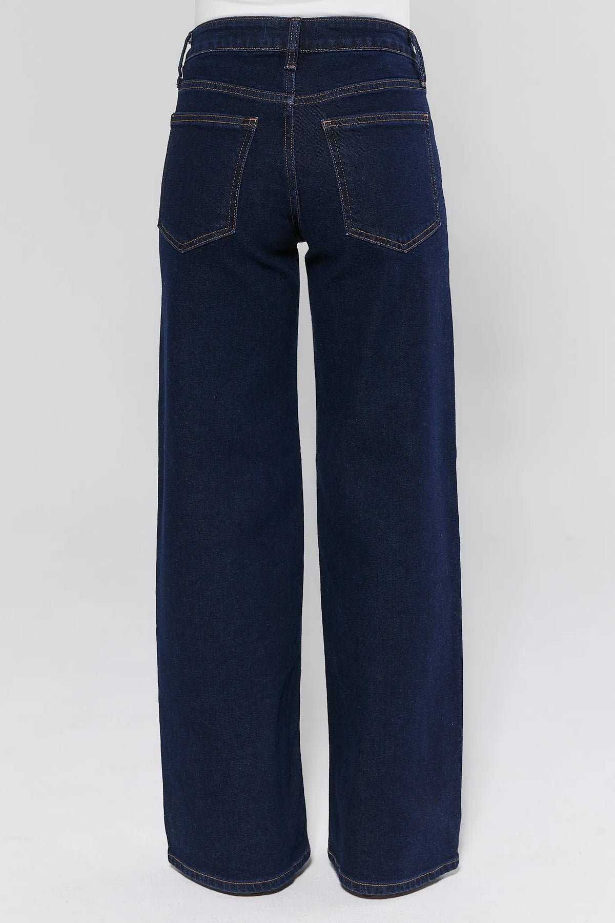 Dark blue jeans on a white background