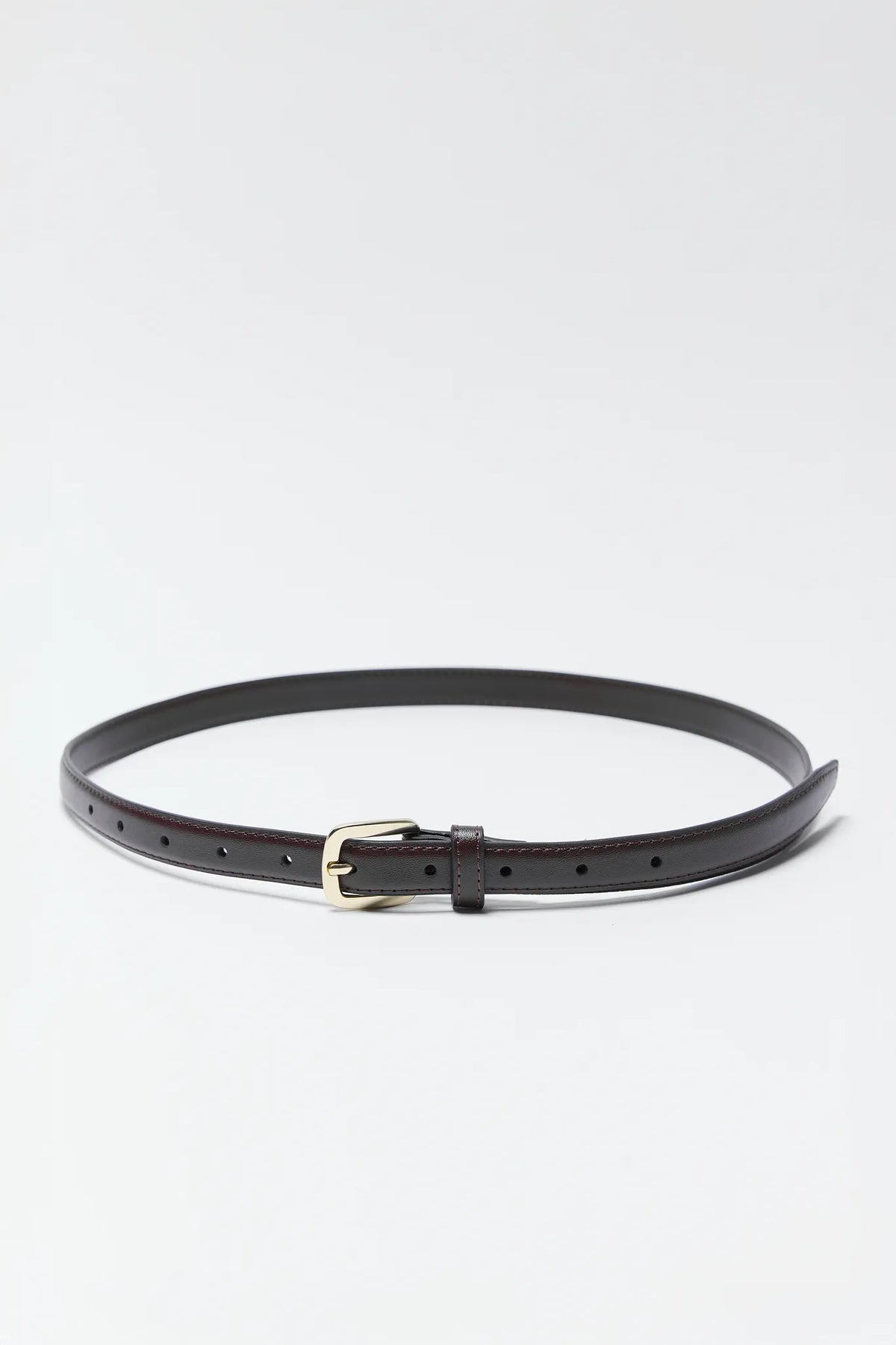 Aubrey Brown Faux Leather Buckle Belt - Full Length Flat Lay | Avara