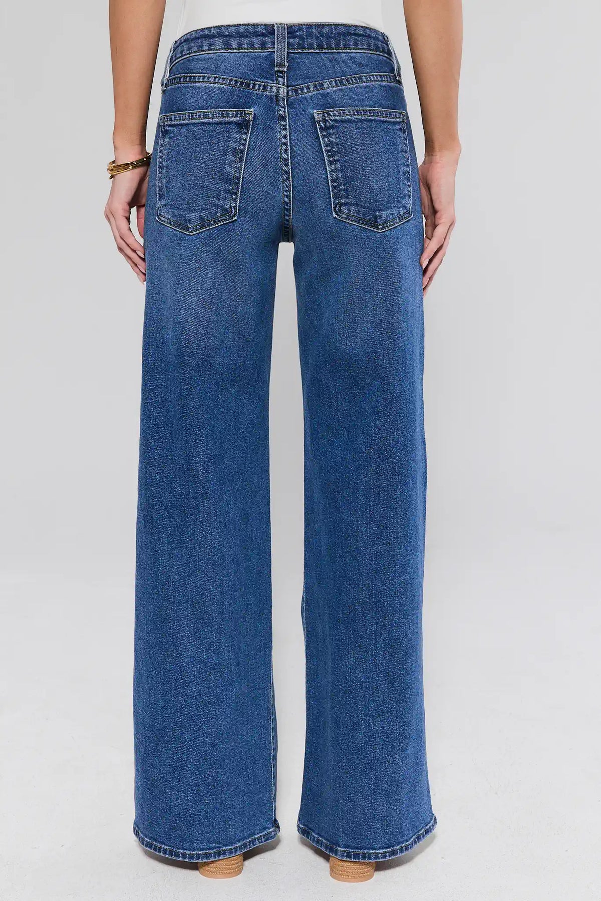 Bentley Medium Wash Wide Leg Jeans - Back View, 5-Pocket Detail | Avara